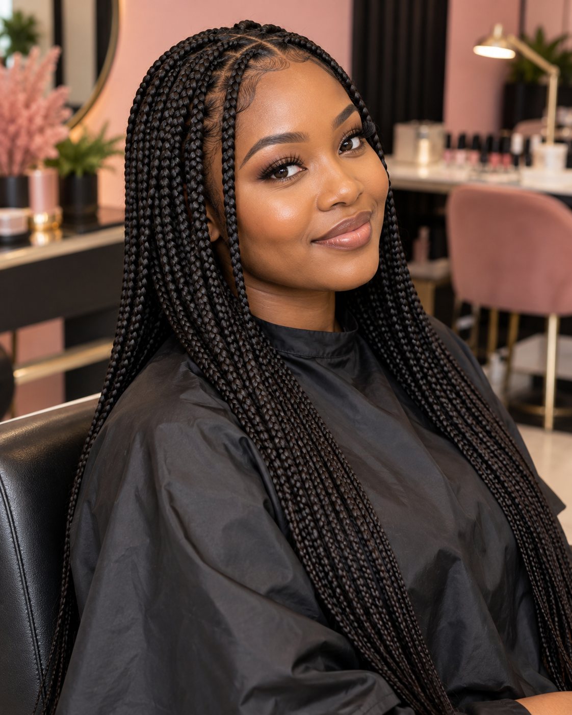 Braided hairstyle inspiration in a beauty salon